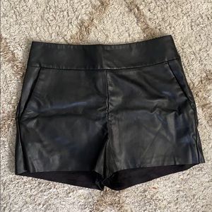 High waisted leather shorts